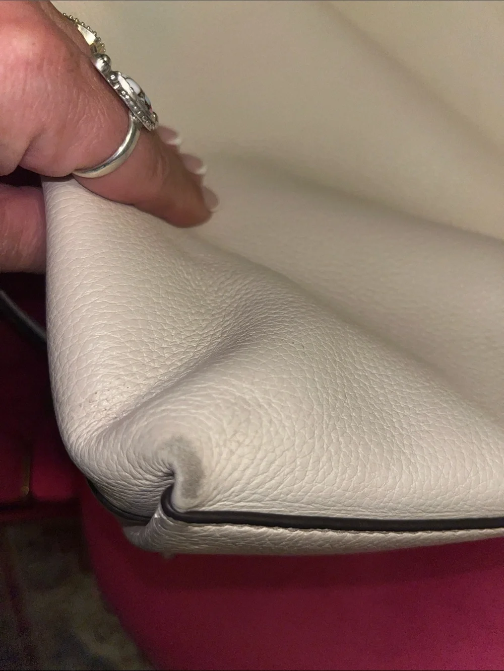 Coach Pebble Leather Marlon Shoulder Bag in White/Cream with Gold Hardware